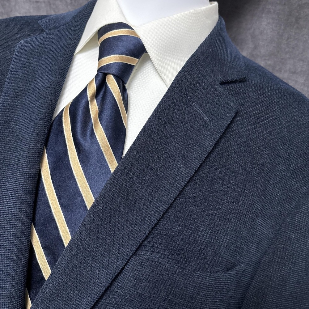 Afazzy‎ Sport Coat 46L Navy Blue Corduroy Blazer Jacket Classic Casual Business